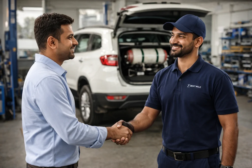 customer shaking hand